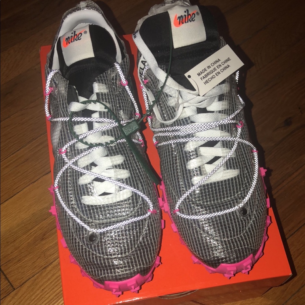 Off white waffle racer black white fuchsia